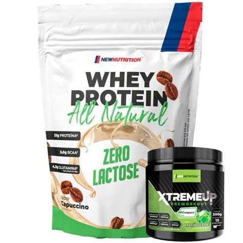 Kit Whey Protein Zero Lactose All Natural Capuccino Pré Treino