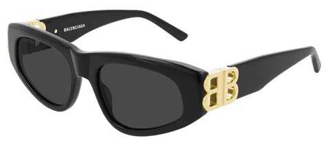 Balenciaga BB 0095 S Sunglasses Black Gold 001 New