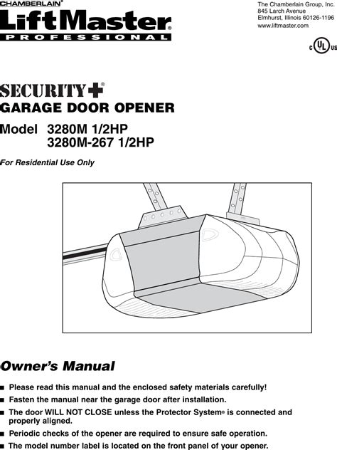 Liftmaster Professional 1 2 Hp Garage Door Opener Manual - Bios Pics