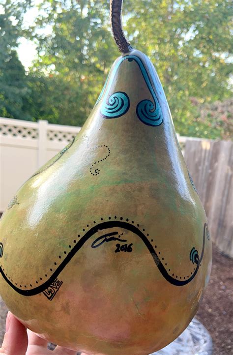 Gourd Gourd Art Hand Painted Gourd Unique Gourd Art Artist Etsy