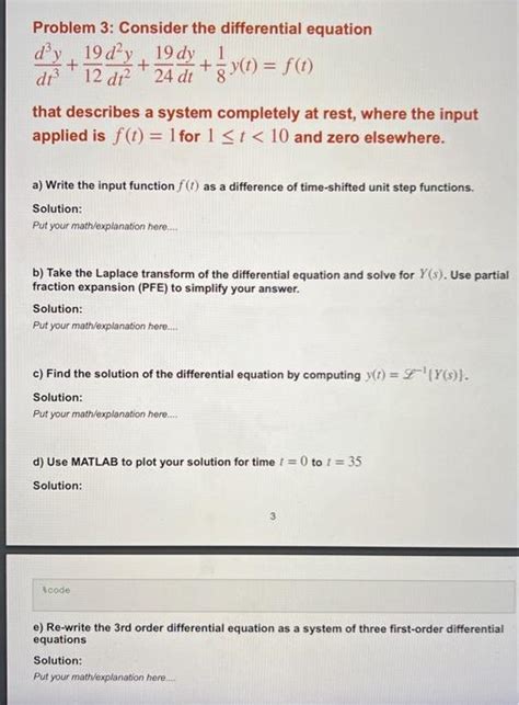 Solved Problem Consider The Differential Equation Chegg