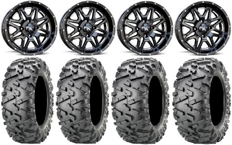 MSA Black Vibe 14 UTV Wheels 28 BigHorn 2 0 Tires Yamaha Viking