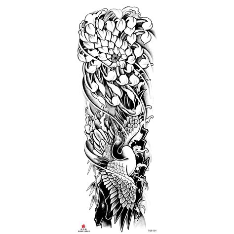 Full Arm Temporary Tattoo Wolf Lion Fish Horns Geometric Man Body Leg