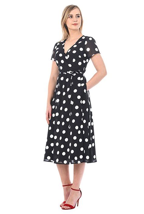 Shop Polka Dot Print Georgette Wrap Dress Eshakti