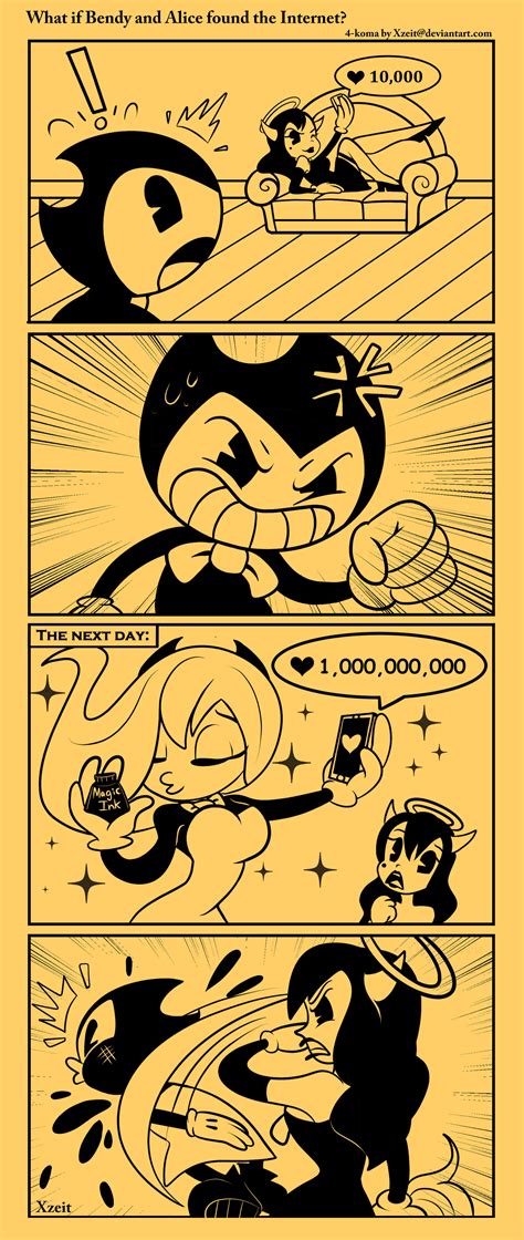 What if Bendy and Alice found the Internet 4-koma by Xzeit on DeviantArt