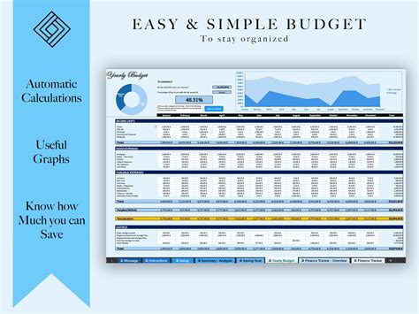 Budget Spreadsheet Excel Budget Template Customizable Categories ...