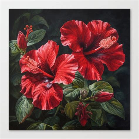 Shop Red Hibiscus Canvas Print By Vanoverdesigns On Society Acrylic