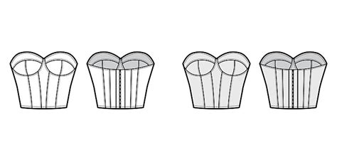 Technical Fashion Illustration Of A Slimfitting Bustier Lingerie With