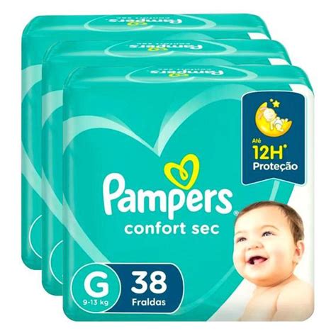 Kit Fraldas Pampers Confort Sec G 3 Pacotes 38 Unidades Fralda