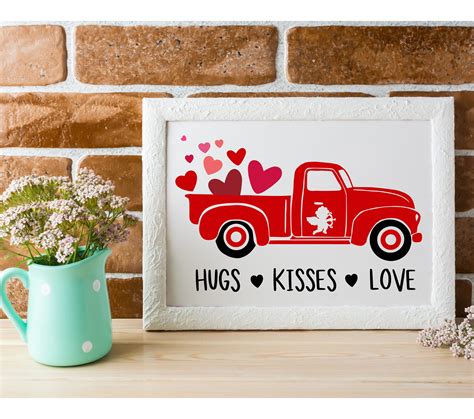 Valentine Red Truck Svg Valentine Vintage Truck Svg Etsy