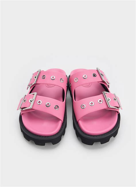 Pink Trill Grommet Double Strap Sandals Charles And Keith Bd