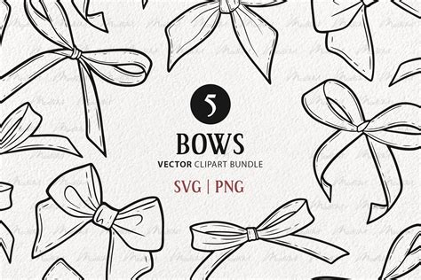 Bow Vector Clipart Set Gift Ribbon Bow Bowtie Design Cuts