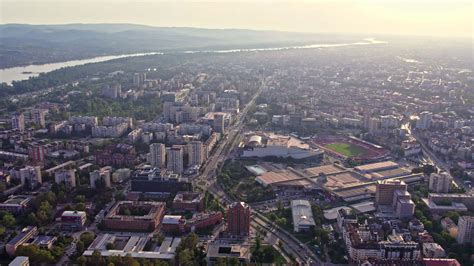 Aerial View of City With River in Novi Sad, Serbia 43199852 Stock Video at Vecteezy