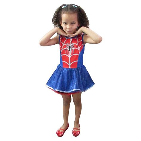 Fantasia Mulher Aranha Infantil Vestido Homem Aranha Cosplay Super