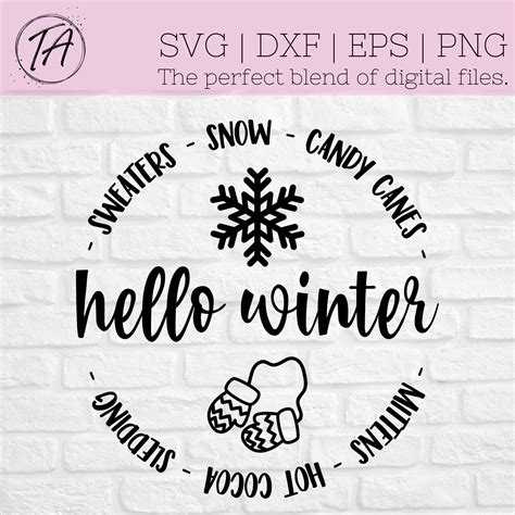 Hello Winter Svg Winter Svg Circle Sign Svg Winter Etsy