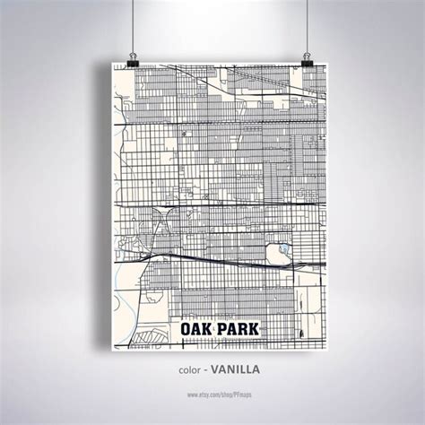 Oak Park Map Print Oak Park City Map Illinois IL USA Map - Etsy