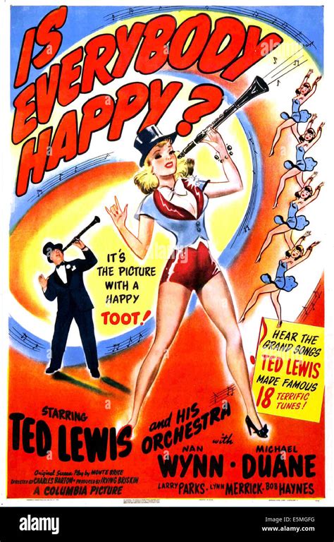 IS EVERYBODY HAPPY?, US poster, from front: Alice Day, Ted Lewis, 1943 ...