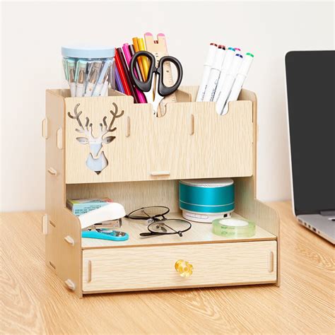 Houten Bureau Organizer Multifunctionele Diy Pen P Grandado