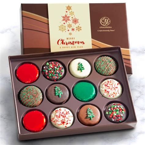 Merry Christmas Deluxe Chocolate Dipped Oreos Gift Box - 12 pc ...