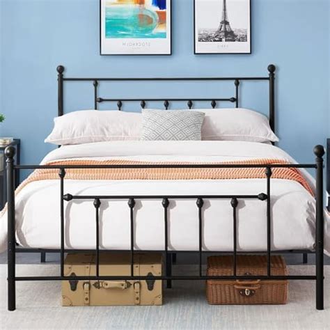 Vecelo Twin Size Metal Platform Bed Frame With Headboard And Footboard Sturdy Steel