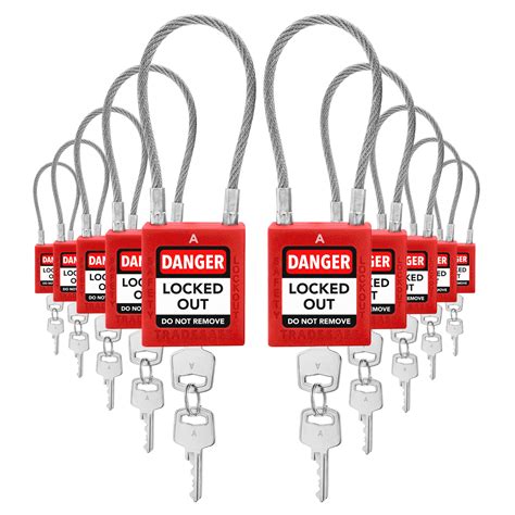 Buy Tradesafelockout Tagout Steel Cable Locks With Keys 10 Red Keyed