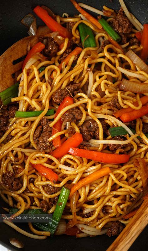 Easy Beef Chow Mein Khins Kitchen Ground Beef Noodle Stir Fry