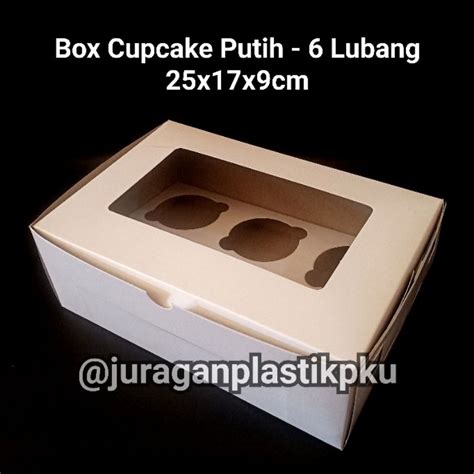 Jual Box Putih Cupcake Isi 6 Kemasan Dus Muffin Pudding Kotak Ivory