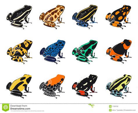 different colored frogs sitting on top of each other in the same color ...