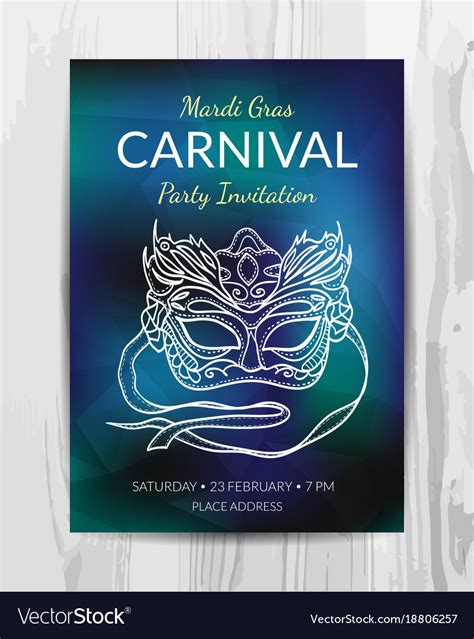 Carnival Party Invitation Card Mardi Gras Party Vector Image