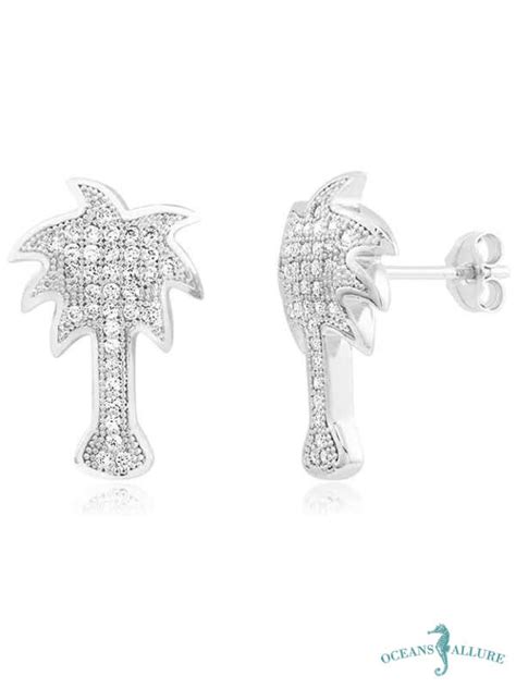 Cz Palm Tree Stud Earrings Oceans Allure