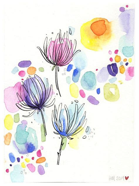 Floral Abstract Watercolour Modern Watercolour Flower Painting