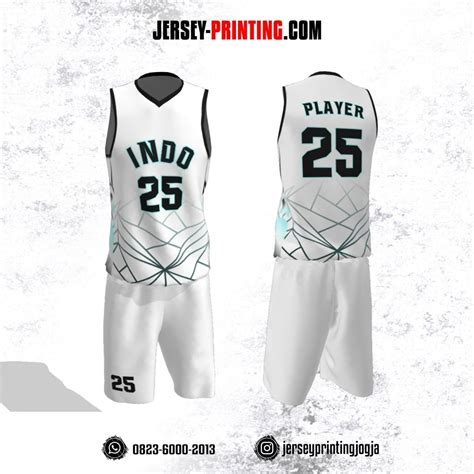 Jersey Basket Putih Motif Garis Abstrak Hitam Jersey Printing Bikin