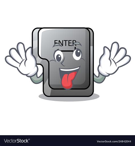 Crazy enter button installed on computer cartoon Vector Image