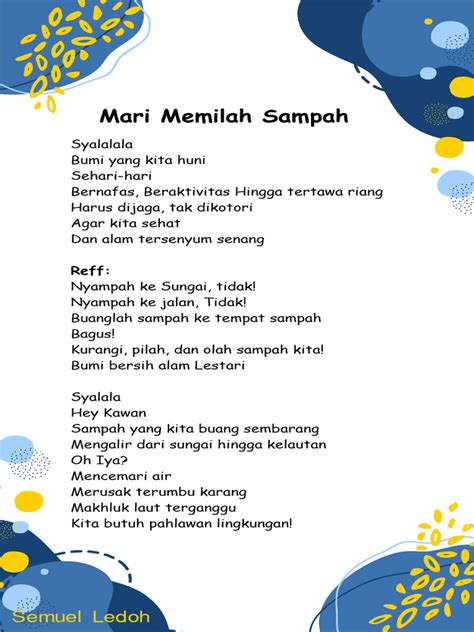 Lirik Lagu Mari Memilah Sampah Pdf