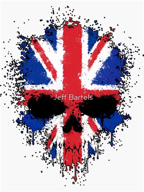 Chaotic Union Jack Flag Splatter Skull Sticker For Sale By