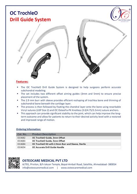 Osteocare Oc Trochleo Drill Guide System For Trocheloplasty At Rs