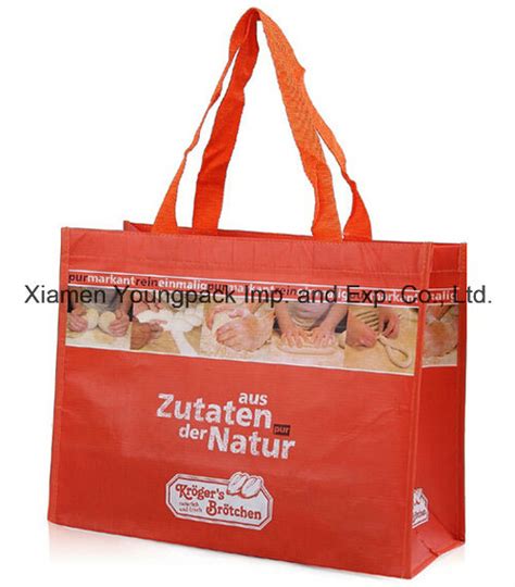 Custom Printed Rpet Nwpp Laminated Tote Carrier Shopping Eco Bag