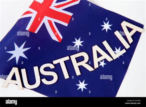 Australian Signage On The Australian Flag Stock Photo Alamy