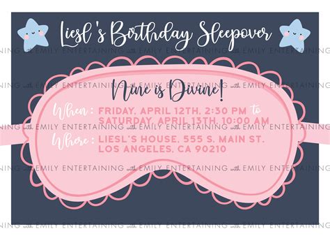 Birthday Invitation Party Sleepover 5x7 Digital Printable Etsy