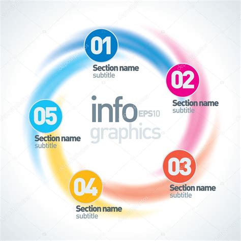 Abstract Infinite Paper Infographics 5 Pieces Circle Shape Stock