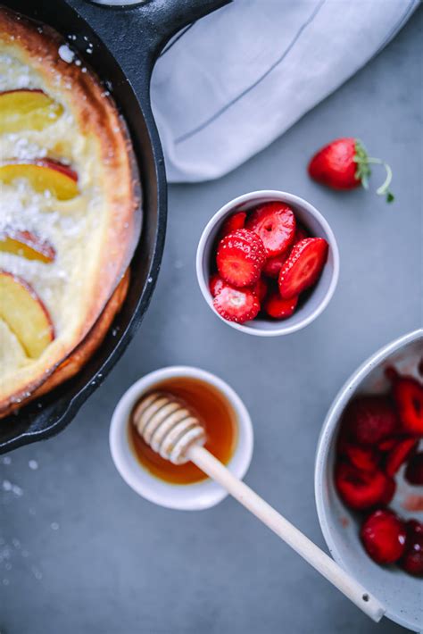 Pfirsich Dutch Baby Ofenpfannkuchen Zucker Zimt Und Liebe