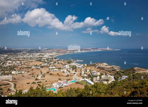 Faliraki Town On The Island Of Rhodes Panorama Stock Photo Alamy