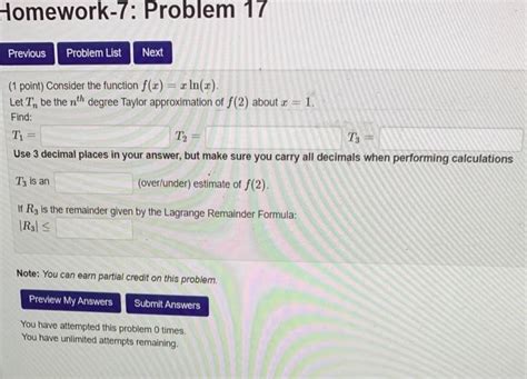 Solved 1 Point Consider The Function F X Xln X Let Tn Chegg