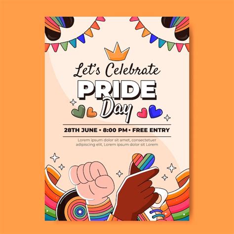 Free Vector Hand Drawn Vertical Poster Template For Pride Month