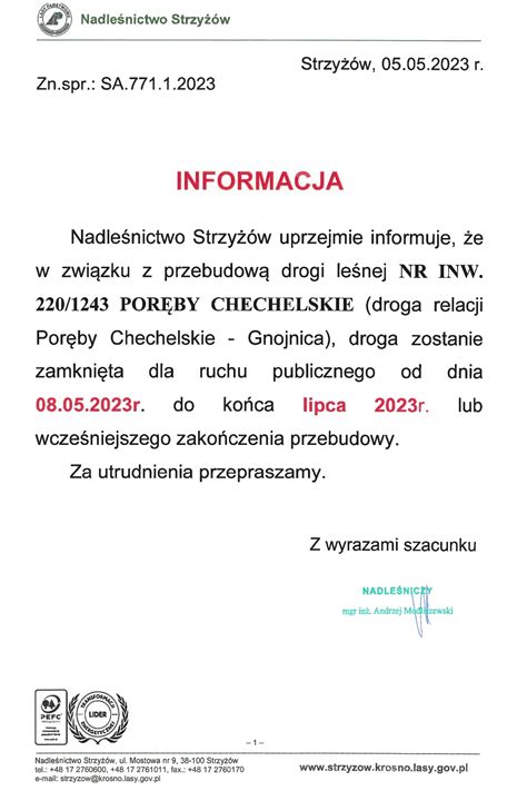 Informacja O Zamkni Ciu Drogi Urz D Miejski W Ropczycach