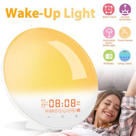 Wake Up Light Sunrise Alarm Clock Led Fm Radio Bedside Sounds Night Colored Lamp 190657477574 Ebay