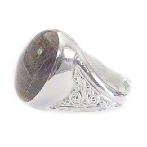 Sterling Silver Lapis Backed Golden Hair Rutilated Quartz Ring