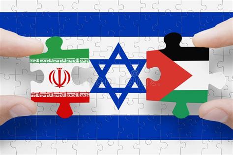 Puzzle Fait De Drapeaux D israël Iran Et De Palestine Conflit De Gaza