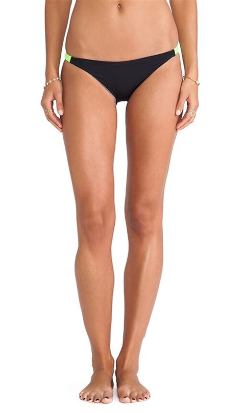 Basta Surf Zunzal Bungee Bikini Bottom In Noir Vela Neon Green