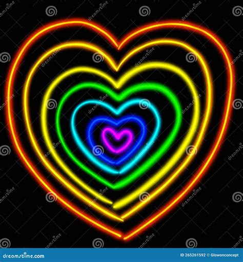 Neon Illustration Art Lgbt Lgbtq Love Heart Design Rainbow Glow Pride